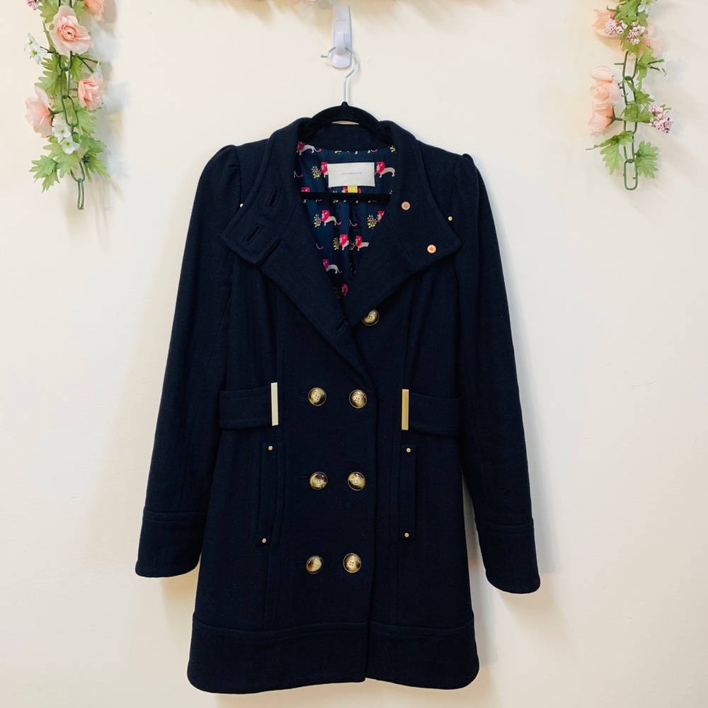 Anthropologie Leifsdottir Wool Navy Military Coat